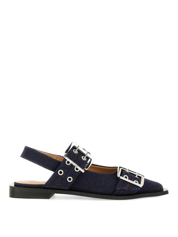 GANNI: フラットシューズ - フラットシューズ - ダークウォッシュ