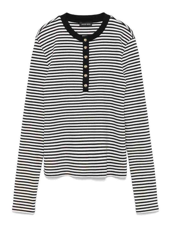 ANINE BING: Strickpullover mit Rundhalsausschnitt - Rundhalspullover - Schwarz