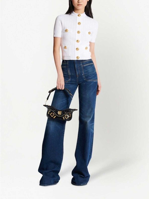 The Best Shops Balmain: Strickpullover mit Rundhalsausschnitt - Rundhalspullover - Weiß