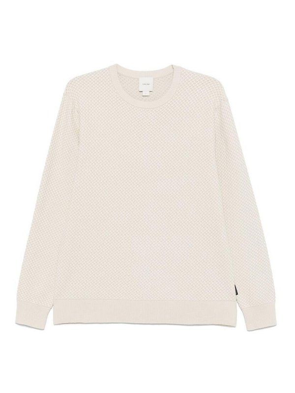 CALVIN KLEIN: Pull col rond - Pull Col Rond - Beige