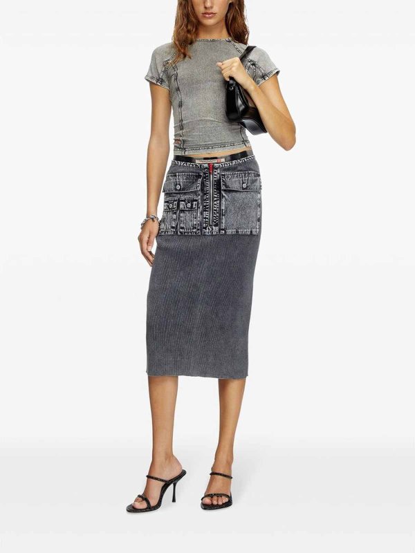 Jupe Midi - Gris shop online: DIESEL