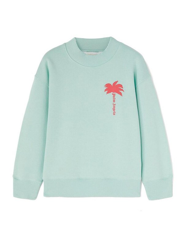 Palm Angels: Strickpullover mit Rundhalsausschnitt - Rundhalspullover - Blau