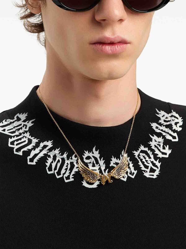 Palm Angels: Strickpullover mit Rundhalsausschnitt online - Rundhalspullover - Schwarz