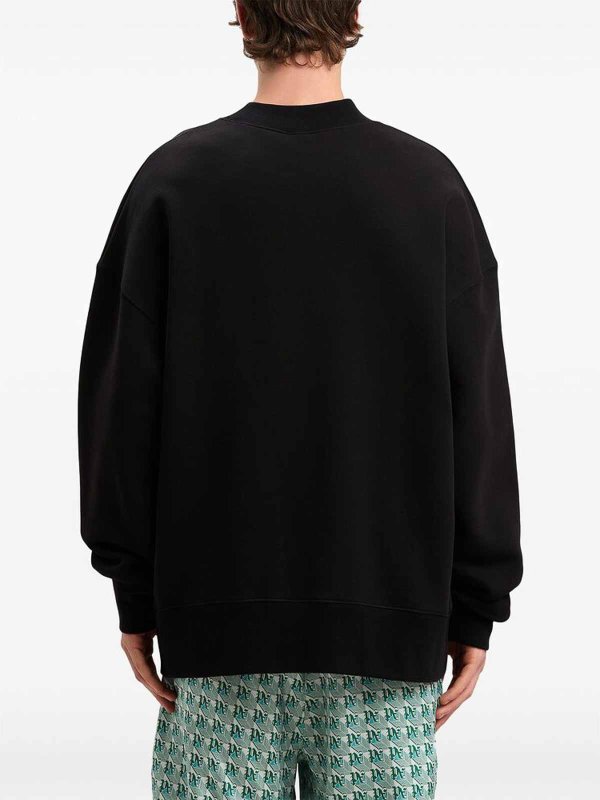 The Best Shops Palm Angels: Strickpullover mit Rundhalsausschnitt - Rundhalspullover - Schwarz