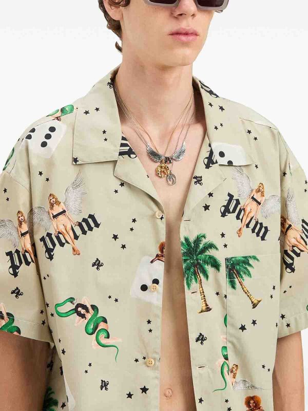 シャツ - ベージュ shop online: Palm Angels