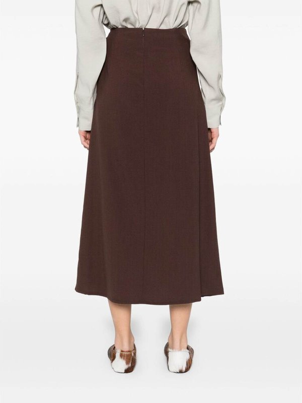 膝丈/ミディスカート - ブラウン shop online: STUDIO NICHOLSON