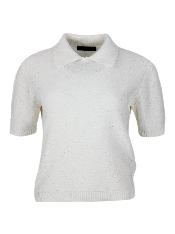 FABIANA FILIPPI: Strickpullover mit Rundhalsausschnitt - Rundhalspullover - Creme