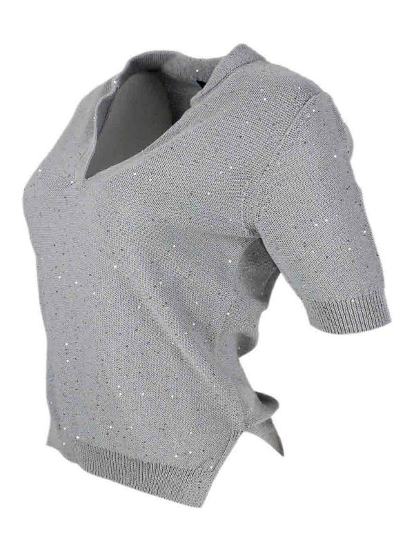 The Best Shops LORENA ANTONIAZZI: Suéteres con cuello pico - Suéter Cuello Redondo - Gris