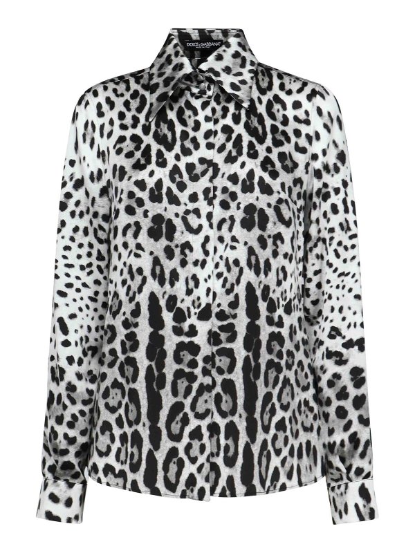 DOLCE & GABBANA: shirts - Leopard Print Silk Satin Shirt