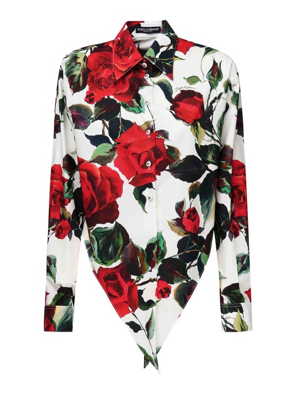 DOLCE & GABBANA: shirts - Asymmetrical Rose Print Shirt