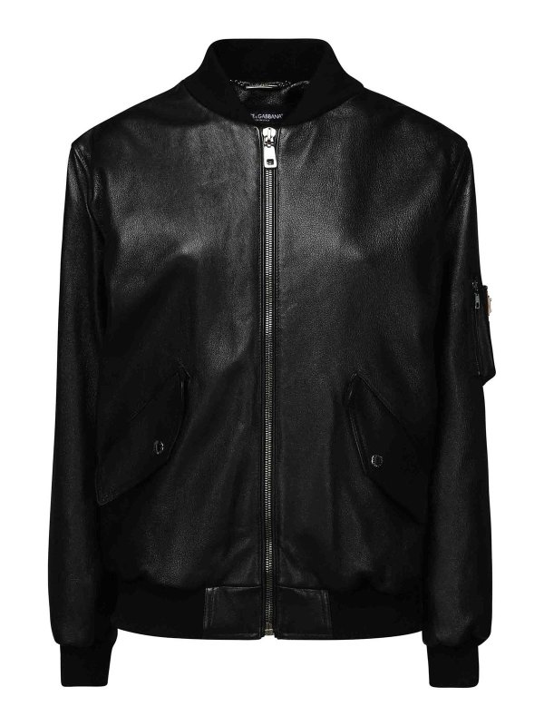 DOLCE & GABBANA: レザージャケット - レザージャケット - 黒