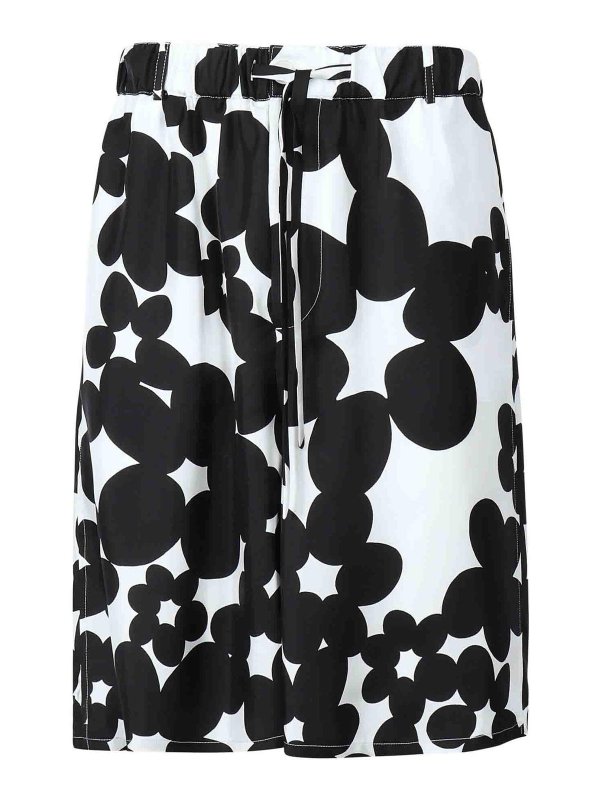 Marni: Trousers Shorts - Silk Bermuda Shorts With Dillies Print
