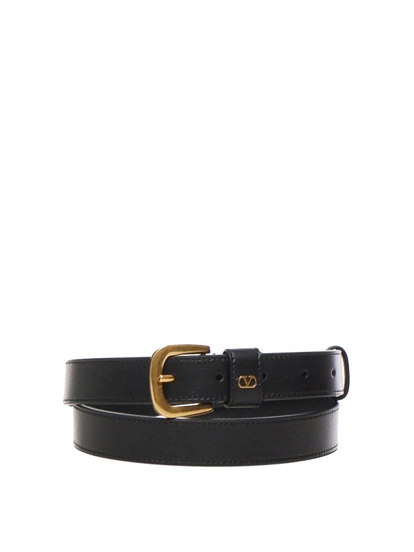 VALENTINO GARAVANI: belts - Vlogo Signature Belt In Shiny Calfskin