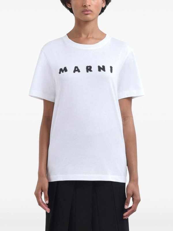 Marni: t-shirts online - Black Logo Print Logo T-Shirt