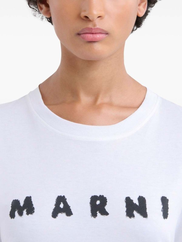 The Best Shops Marni: t-shirts - Black Logo Print Logo T-Shirt
