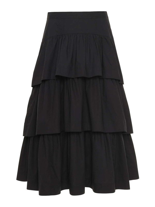 ULLA JOHNSON: ニーレングススカート＆ミディ丈 - 膝丈/ミディスカート - 黒