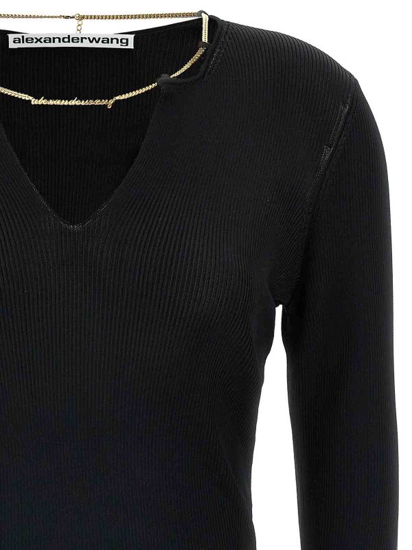 The Best Shops ALEXANDER WANG: cardigans - Gold Nameplate Chain Sweater
