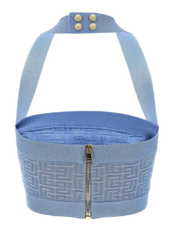 Balmain: Tops y camisetas sin mangas online - Top - Azul Claro