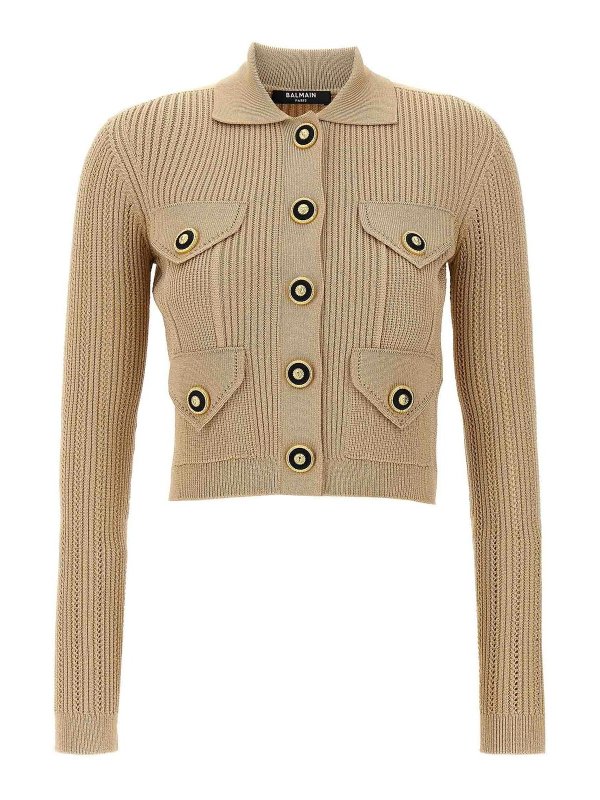 Balmain: cardigans - Ribbed Cardigan