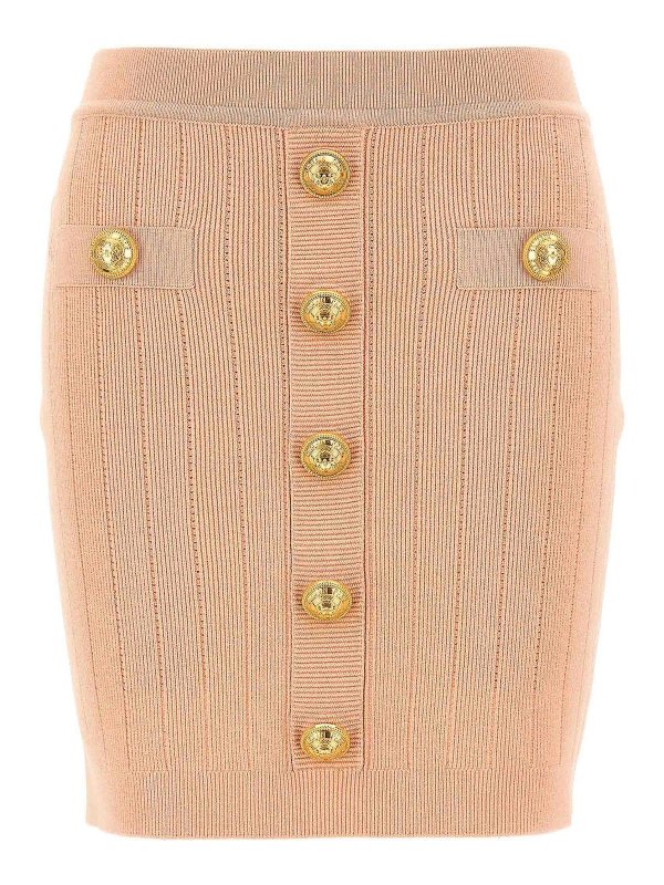 Balmain: ニーレングススカート＆ミディ丈 - 膝丈/ミディスカート - ヌードカラー