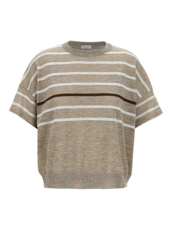 BRUNELLO CUCINELLI: Suéteres con cuello pico - Suéter Cuello Redondo - Multicolor