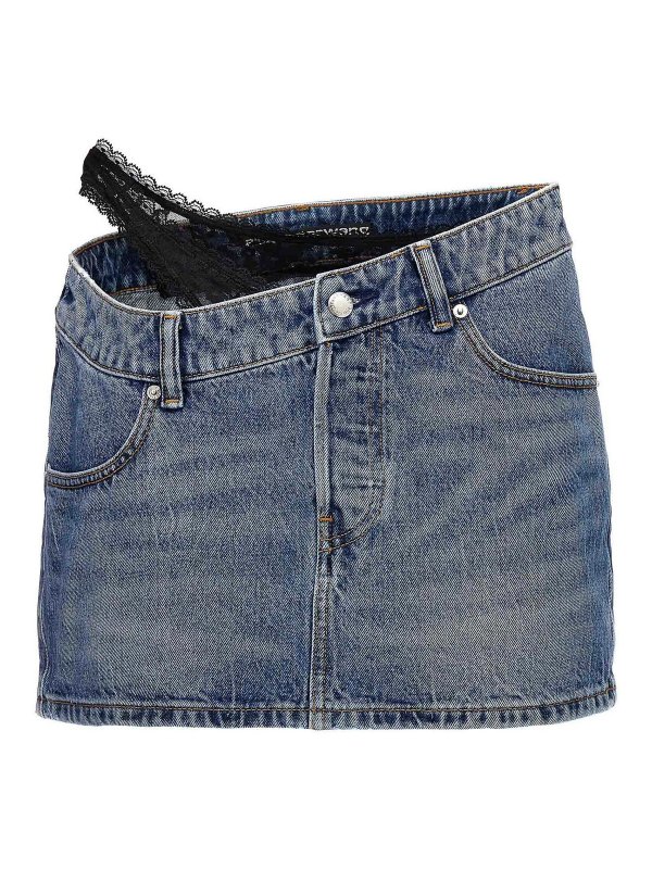 ALEXANDER WANG: mini skirts - Dip Side Lace Undie Mini Skirt