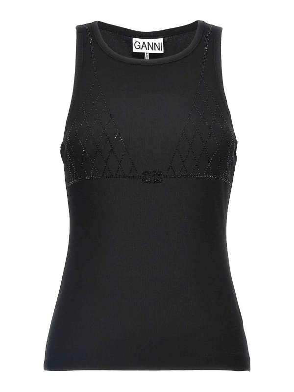 GANNI: Tops & Tank tops - Rhinestone Tank Top