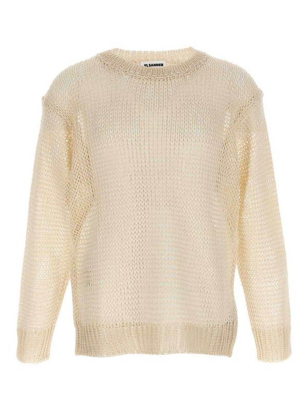 JIL SANDER: Strickpullover mit Rundhalsausschnitt - Rundhalspullover - Beige