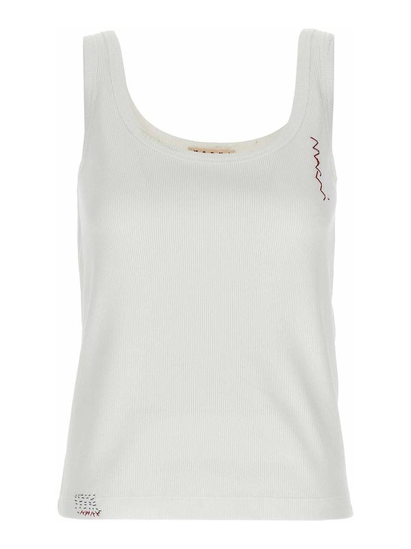 Marni: Tops & Tank tops - Logo Embroidery Top