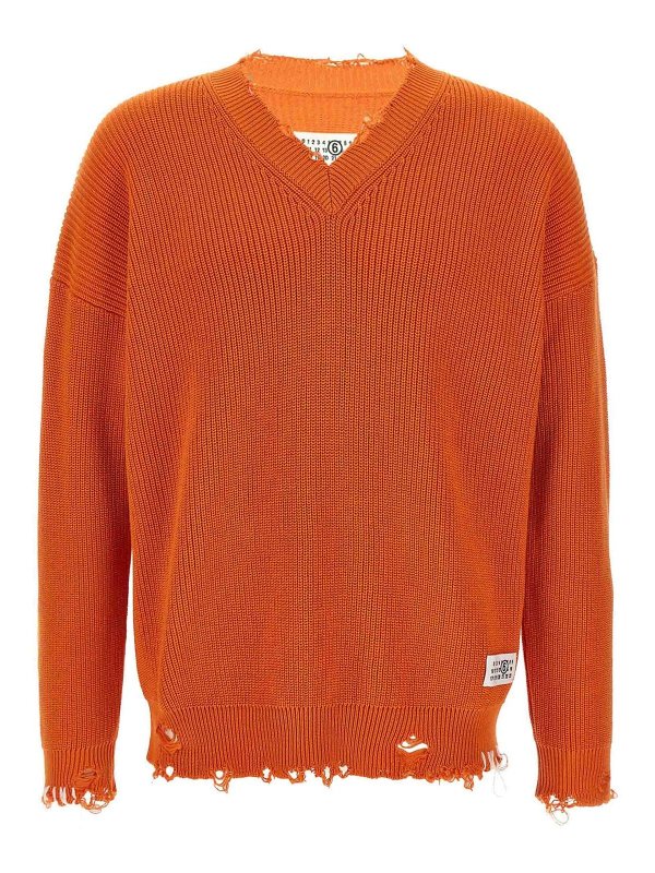 MM6 MAISON MARGIELA: cardigans - Destroyed Sweater
