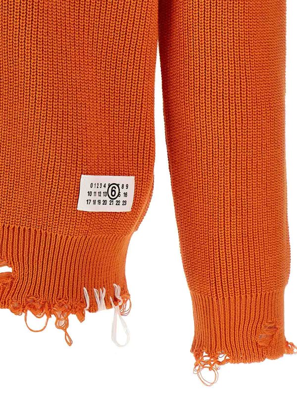 マルタンマルジェラ MM6 Maison Margiela ニット S32CT0725 オレンジ サイズ：S MM6 Maison Margiela ナンバーモチーフ プルオーバー | オレンジ