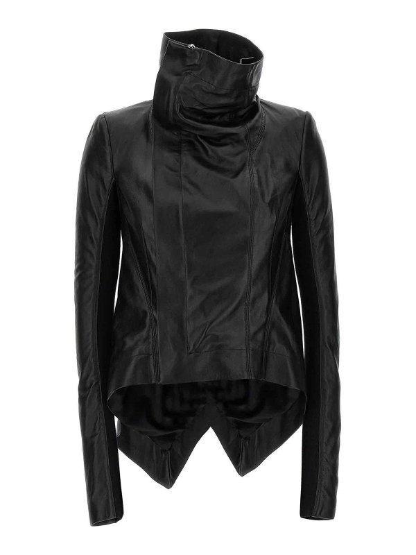 RICK OWENS: leather jacket - Naska Biker Jacket