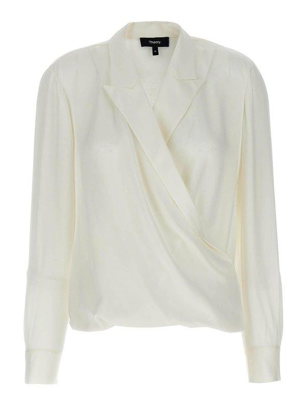 Theory: blouses - Pk Label Wrap Blouse