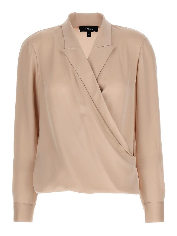 Theory: blouses - Pk Label Wrap Blouse