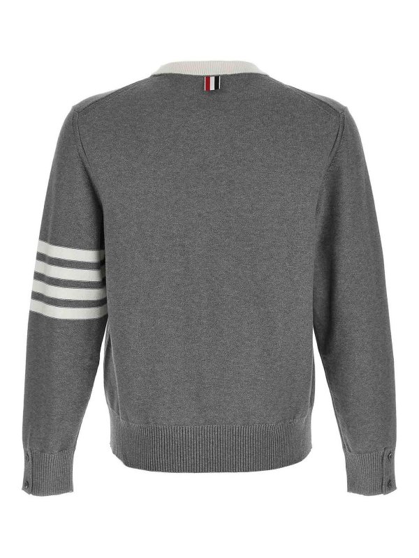 THOM BROWNE: Suéteres con cuello pico online - Suéter Cuello Redondo - Gris