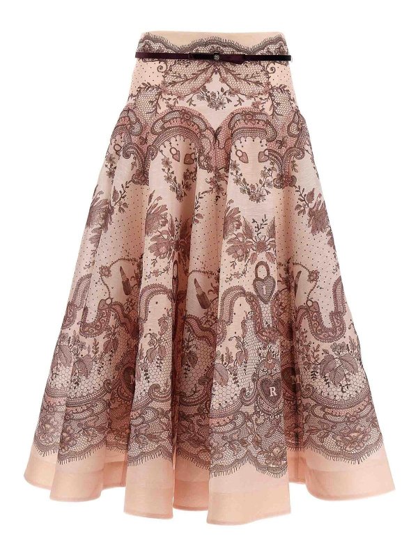 ZIMMERMANN: ニーレングススカート＆ミディ丈 - 膝丈/ミディスカート - ヌードカラー