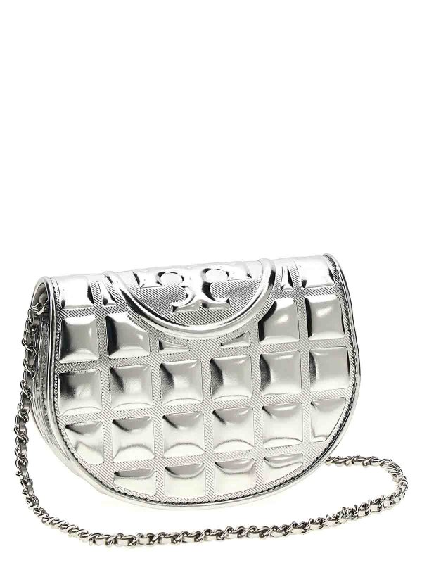 TORY BURCH: wallets & purses online - Fleming Metallic Square Quilt Wallet On Chain