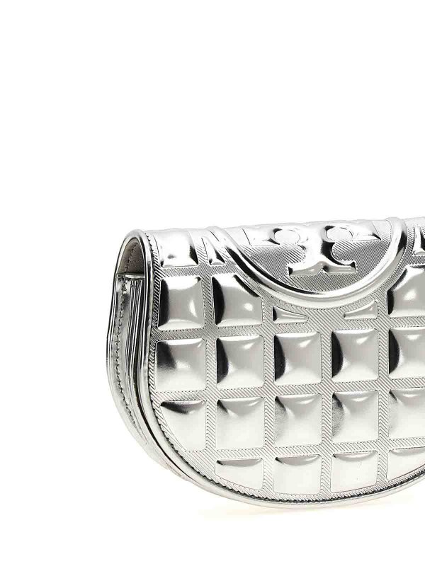 The Best Shops TORY BURCH: wallets & purses - Fleming Metallic Square Quilt Wallet On Chain