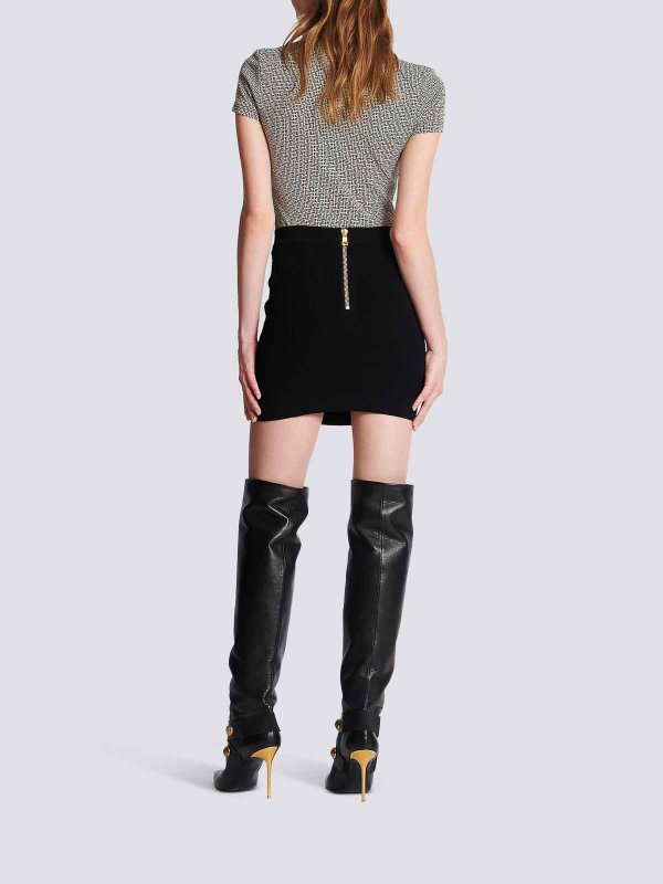 The Best Shops Balmain: mini skirts - Buttoned Knit Short Skirt