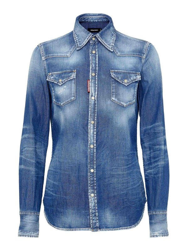 DSQUARED2: Chemises - Chemise - Bleu Foncé