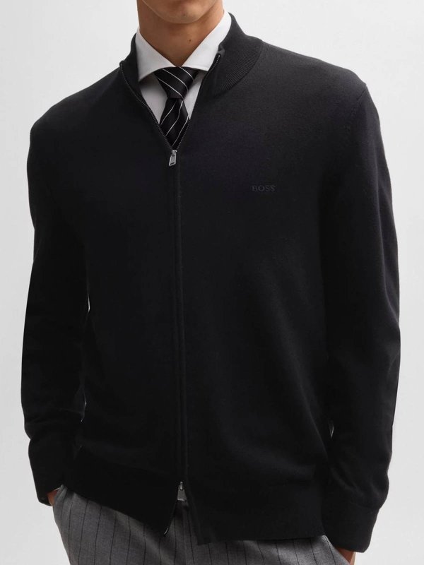 Hugo Boss: Suéteres con cuello pico online - Suéter Cuello Redondo - Negro