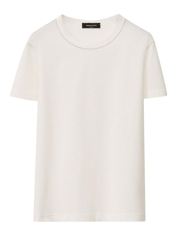 FABIANA FILIPPI: Strickpullover mit Rundhalsausschnitt - Rundhalspullover - Weiß