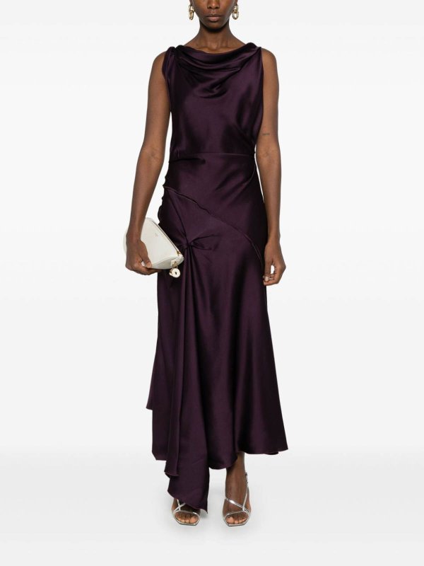 The Best Shops VICTORIA BECKHAM: knee length dresses - Asymmetric Draped Midi Dress In Fig