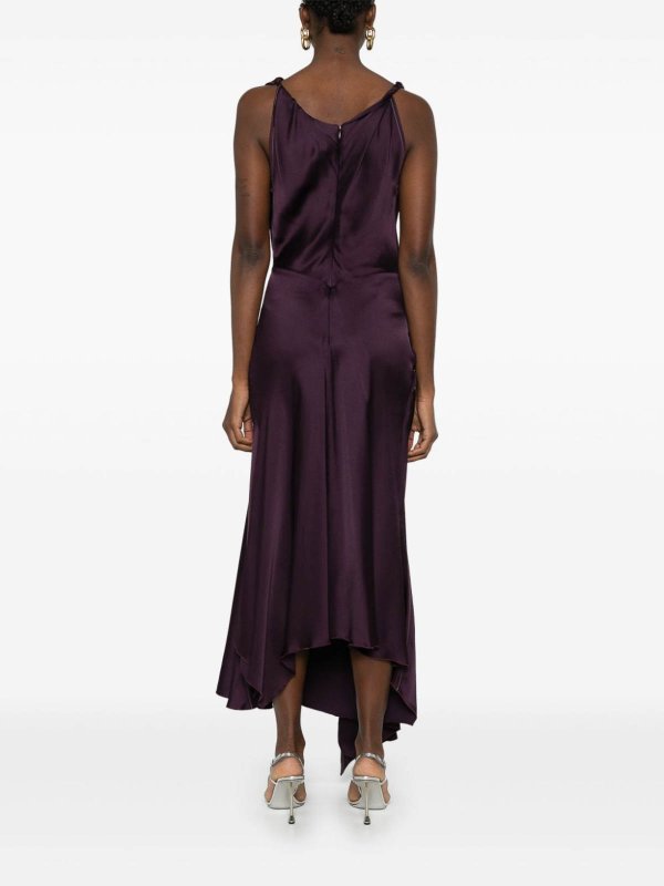 Asymmetric Draped Midi Dress In Fig shop online: VICTORIA BECKHAM