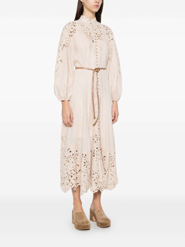 ZIMMERMANN: knee length dresses online - Wylie Embroidered Billow Dress