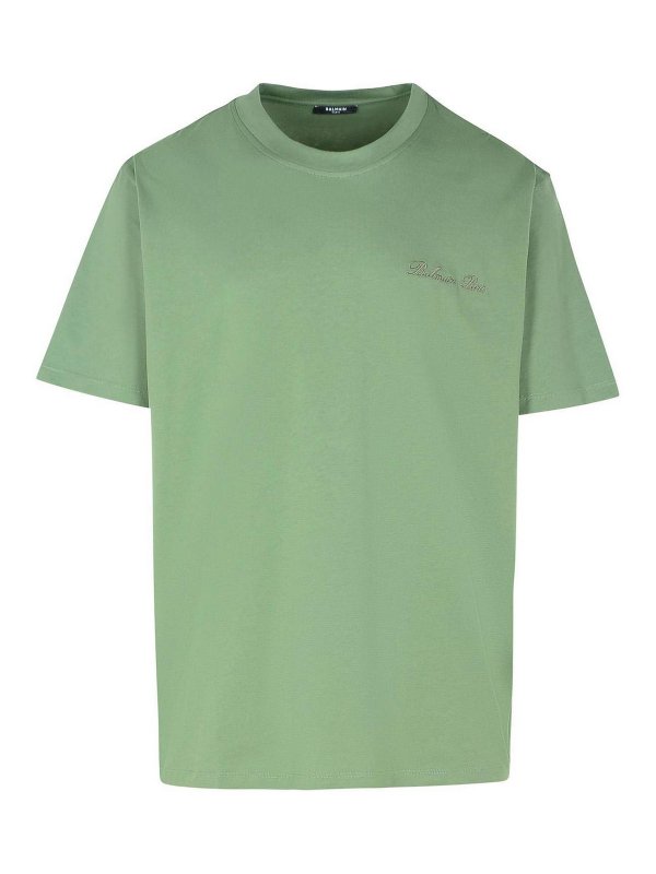 Balmain: T-shirts - T-Shirt - Grün