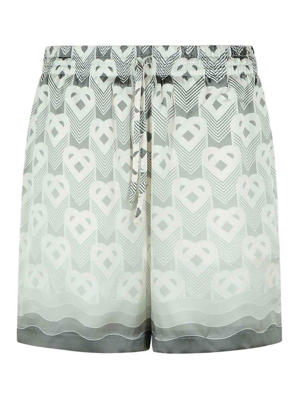 CASABLANCA: Trousers Shorts - Grey Silk Bermuda Shorts