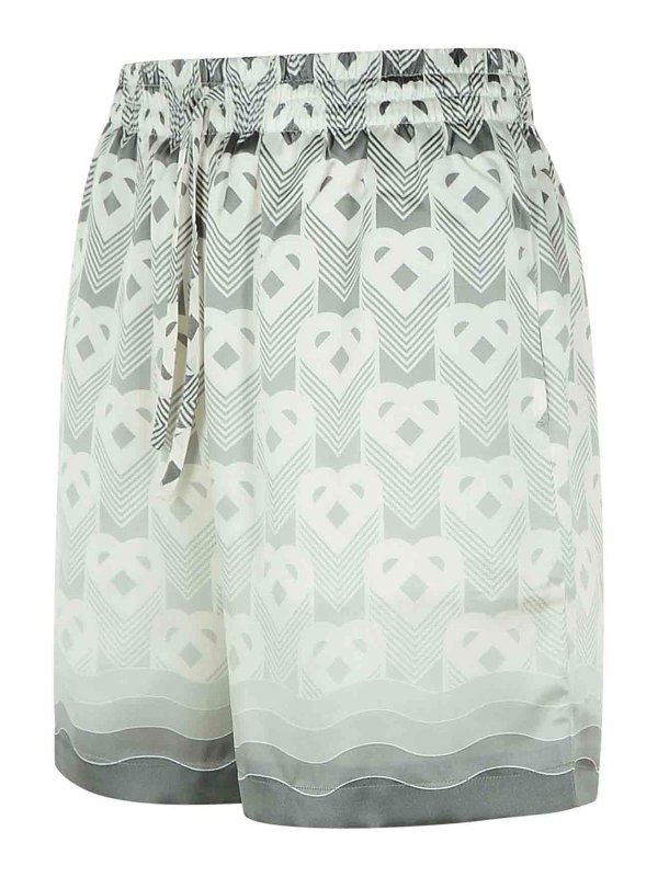 The Best Shops CASABLANCA: Trousers Shorts - Grey Silk Bermuda Shorts