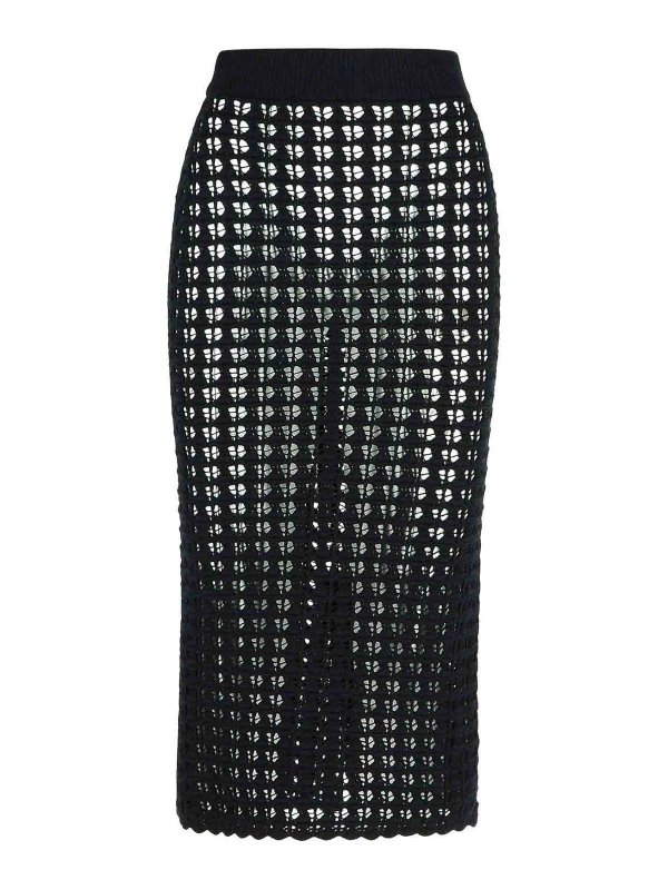 DOLCE & GABBANA: Knee length skirts & Midi - Black Virgin Wool Skirt