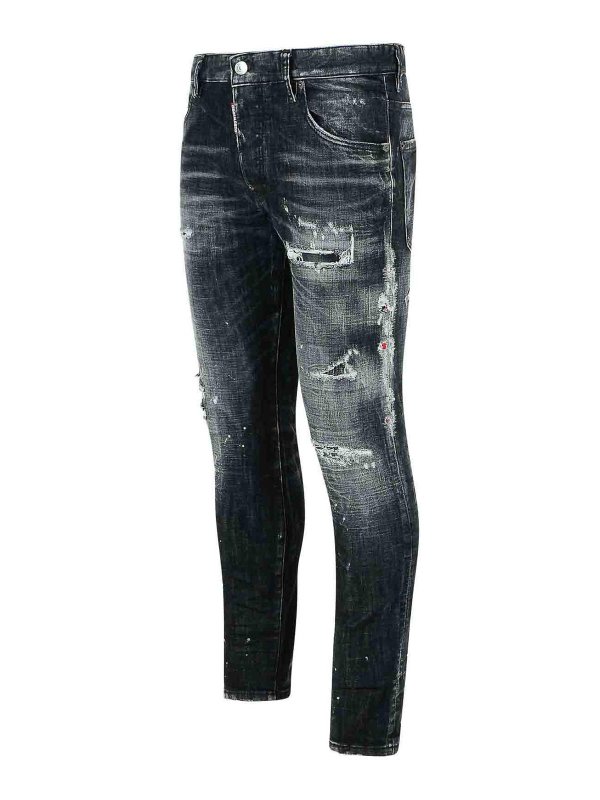 The Best Shops DSQUARED2: bootcut jeans - Skater Bleached Black Cotton Jeans